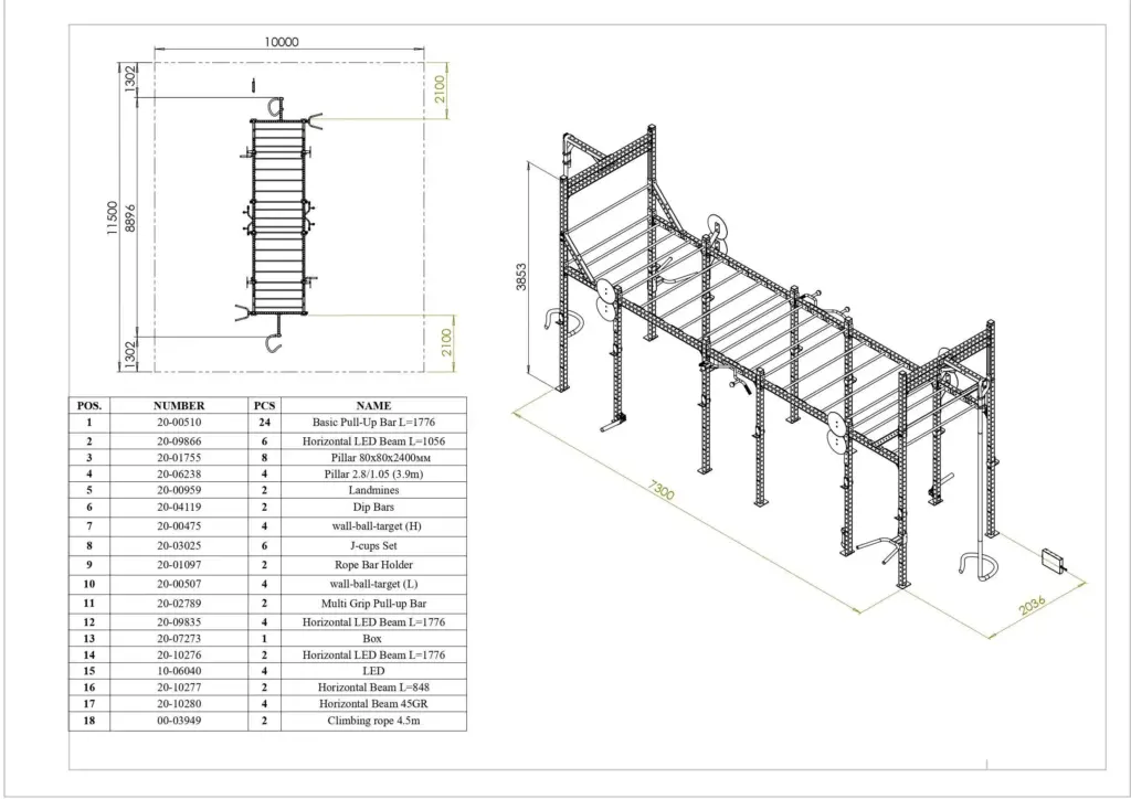 Rack Crossfit Rope Led Dimensions