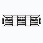 cage musculation xp à montage au sol 3 x racks fonctionnels + 2 x bains de squat comprend 4 x j cups bras de sécurité longueur : 8.2m ziva