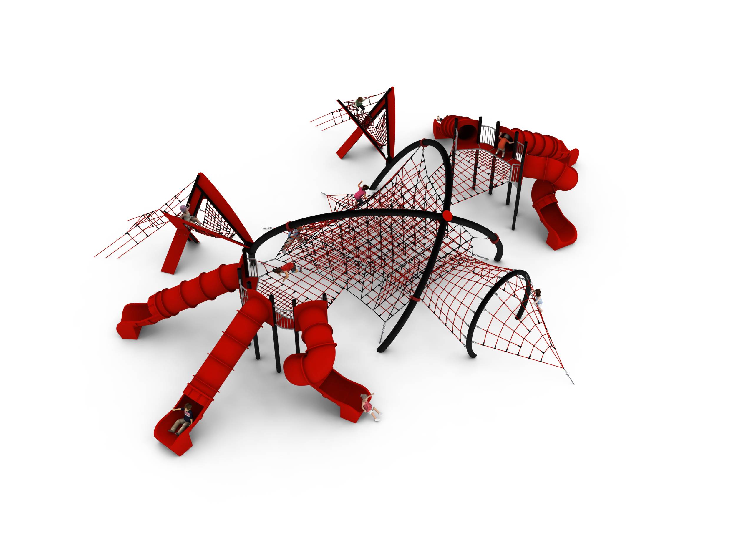 aire de jeux araignée géante structure en acier, filet spécial, toboggans, siège suspendu jeu d'extérieur pour enfants