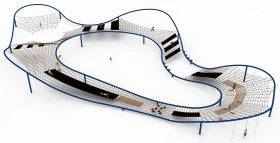 aire de jeux araignée grand circuit pour grimper et s'amuser structure en acier galvanisé, filets de corde et accessoires variés
