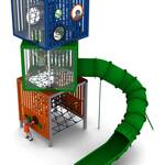 aire de jeux cubes avec toboggan jeux pédagogiques, filets de corde, panneaux hpl & verre acrylique, structure robuste en acier