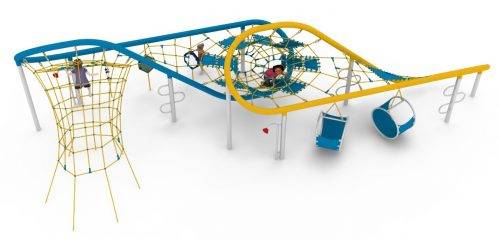 aire de jeux double huit structure en acier, tunnels de corde, sièges, Échelles idéal pour les enfants !
