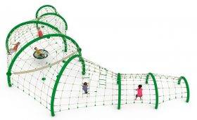 aire de jeux dragon singapour structure acier, câble polyamide renforcé, corde d'équilibrage épaisse