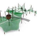 aire de jeux filets de pÊche structure en acier galvanisé avec filets de différentes formes et tailles