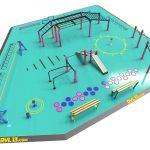 ensemble parc sportif enfants 150 barre d'équilibre, barres asymétriques, bancs, Échelle monkey