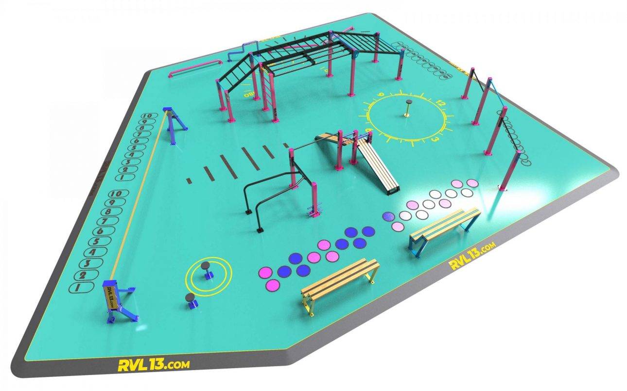 modules et structures pour aire de jeux sportive pour enfants