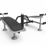 "Équipement de bancs pour parcours santé, conçu pour les abdominaux, en acier galvanisé, installé en extérieur dans un parc