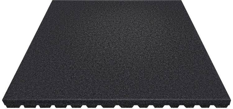 Dalle de sol sportif - Caoutchouc - 100 x 100 cm - 15 mm - 20 mm - 25 mm - 40 mm - Grain fin - Noir