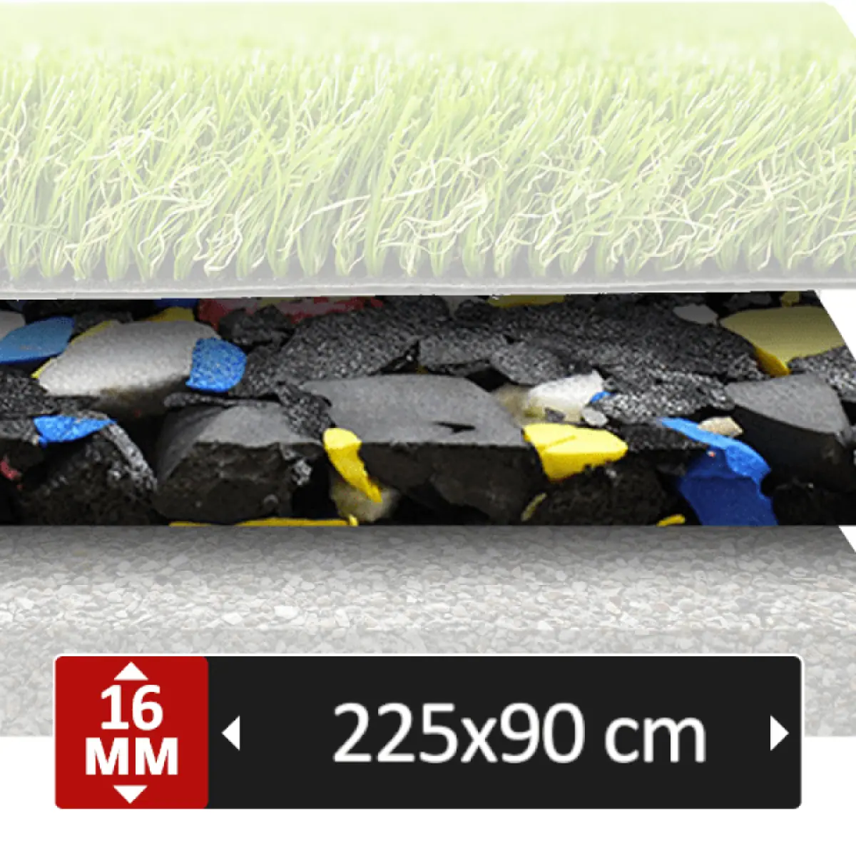 Sous-couche amortissante puzzle 16 mm – Dimensions 225×90 cm