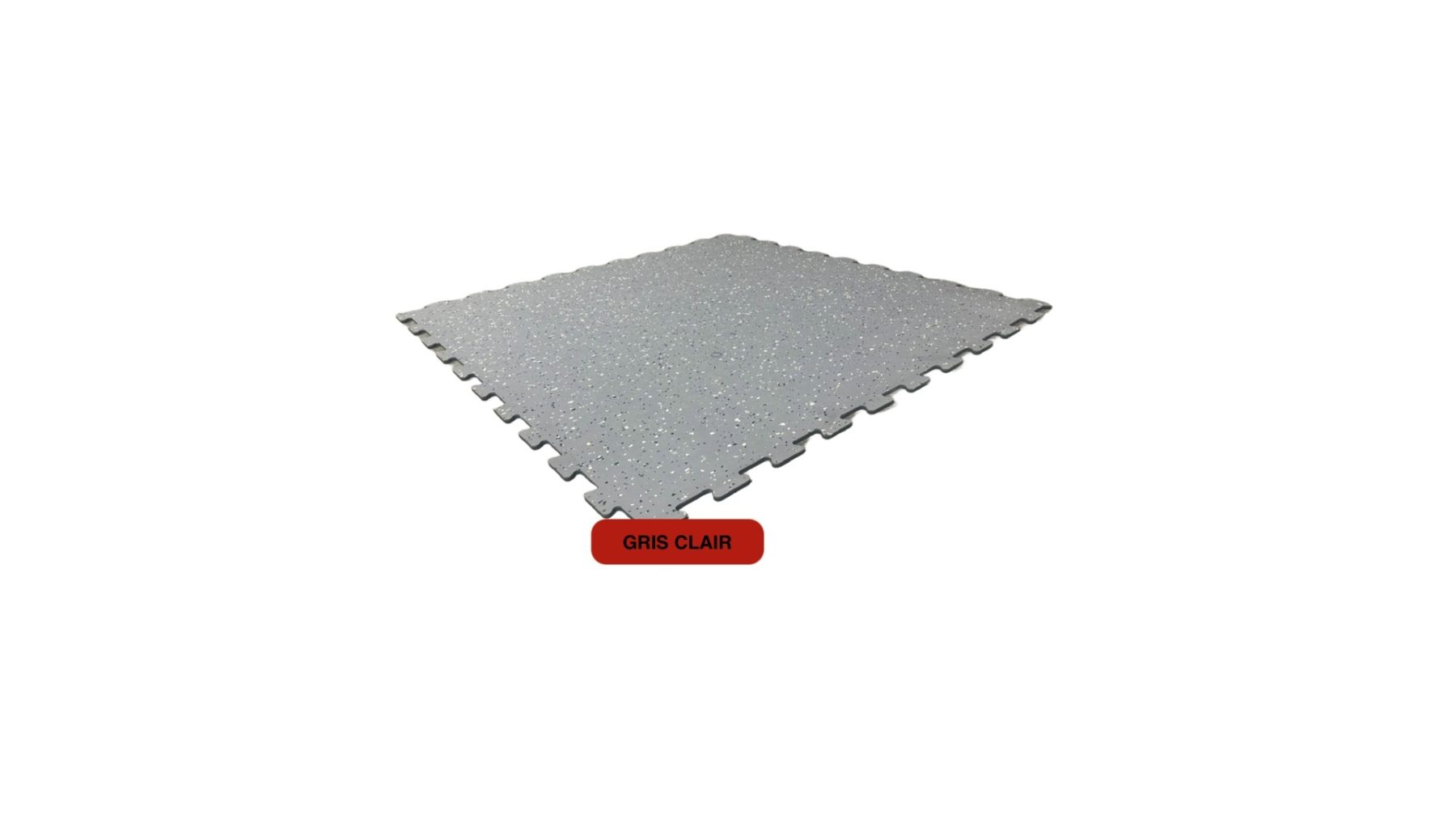 Dalle puzzle caoutchouc – 100 x 100 cm – Épaisseur 7 mm – Couleur gris clair moucheté – ERP Cfl-S2 – Indice COV A+