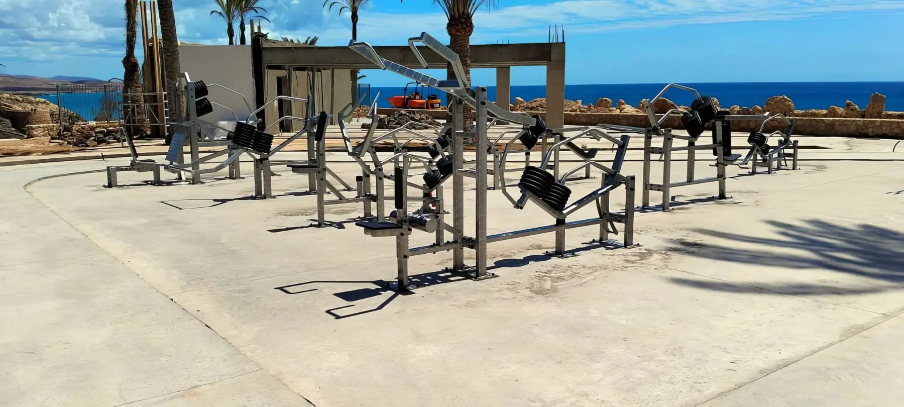 Fitness extérieur – Machine de musculation inox – Poids Disques ajustables – Bord de Mer et Plage - Anticorrosion