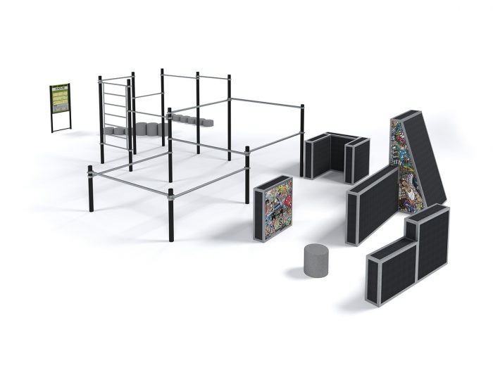 Parkour Set Adept 1M-P08 – Parcours Parkour Complet et Sécurisé, Conforme EN 16899 & EN 1176