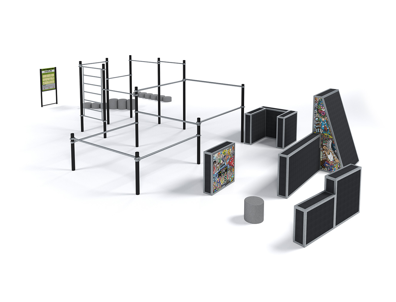 Parkour Set Adept 1M-P08 – Parcours Parkour Complet et Sécurisé, Conforme EN 16899 & EN 1176