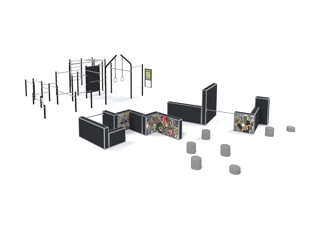 Parkour Set Multi Style 1M-P11 – Parcours XXL et Sécurisé - Équipements, Modules et Structures Certifiés EN 16899 & EN 1176