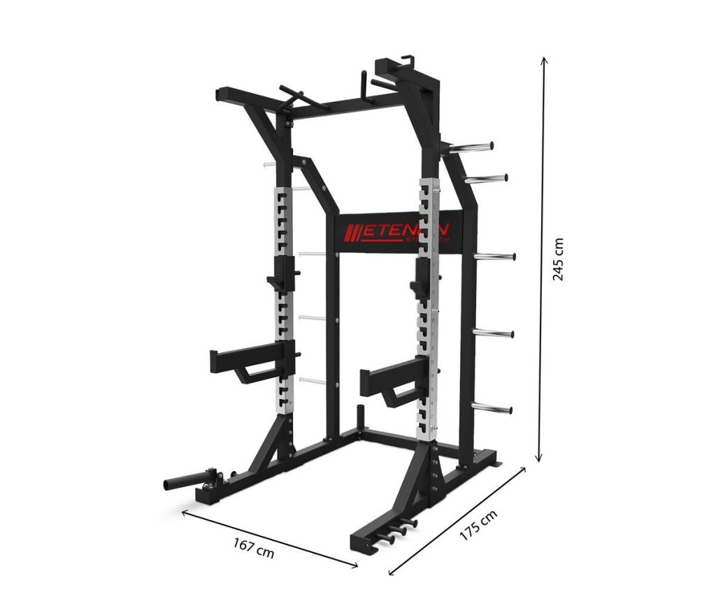 rack de musculation avec plateforme intégrée