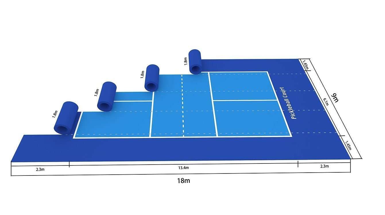 Terrain Sol Pickleball Intérieur & Extérieur – 18 x 9 m