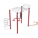 Cage Street Workout Mini S-21 - Échelle Monkey, Barre de Traction, Barre à Biceps, Module à Dips