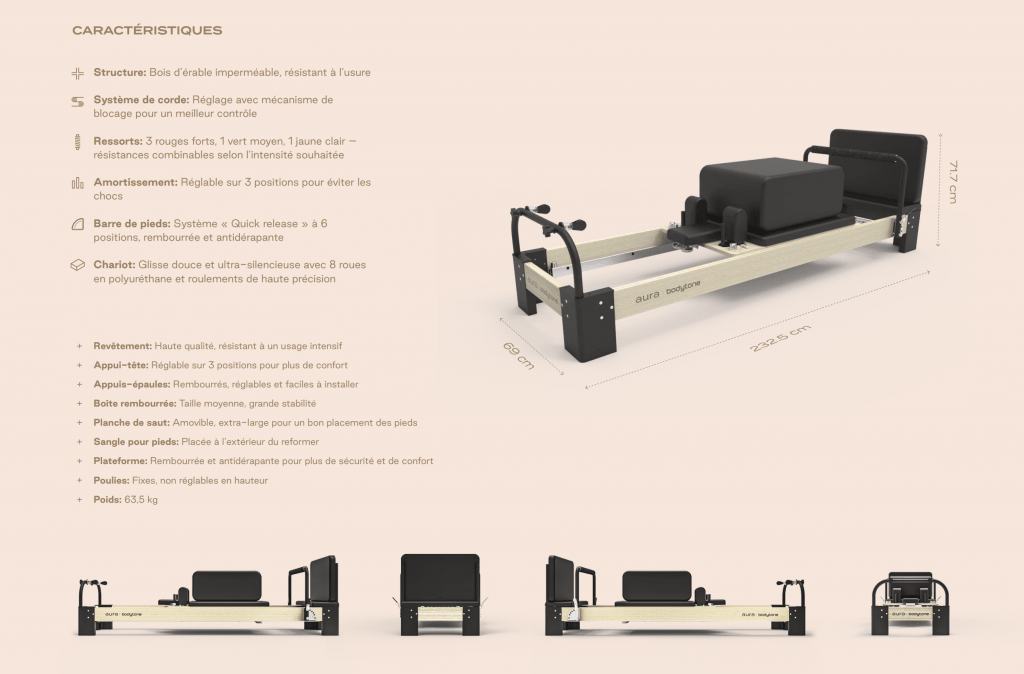Wood Alloy Pilates Reformer professionnel pour un entraînement silencieux et confortable Bodytone