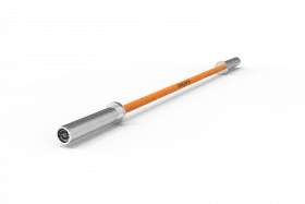 Barre olympique orange Bodytone Orange Sun 150 cm 12 kg — barre de musculation professionnelle pour soulevés, squats, entraînements force et fitness intensif, home-gym ou salle de sport
