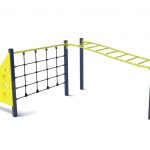 Set Parcours Sportif Ninja Enfant P5005 — structure jeu extérieur enfants : mur d’escalade incliné avec prises, filet d’escalade vertical et échelle horizontale “monkey bars”, parcours d’agilité et motricité, aire de jeux certifiée EN 1176 pour jardin, parc ou espace fitness ludique