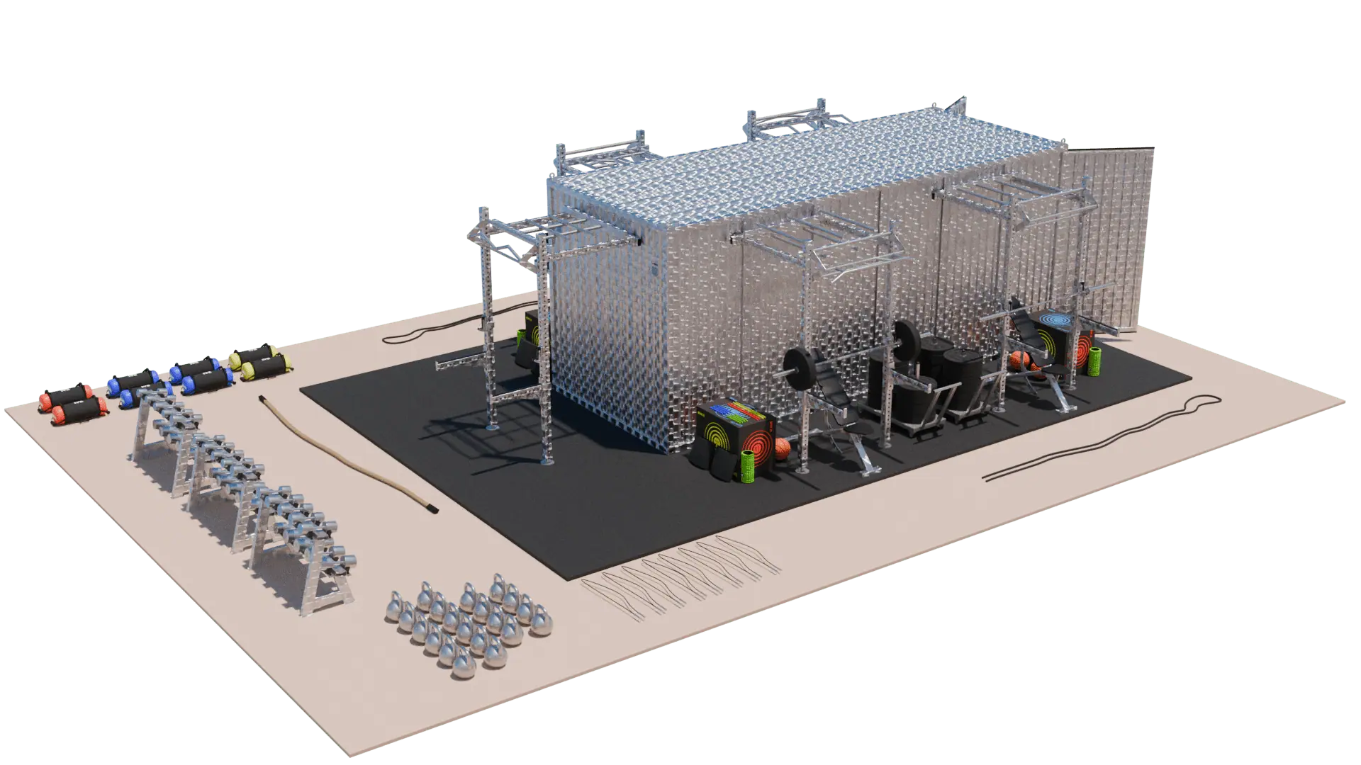 CrossFit-Container 20 Fuß Edelstahl Premium – 5 Cross-Competition-Stationen