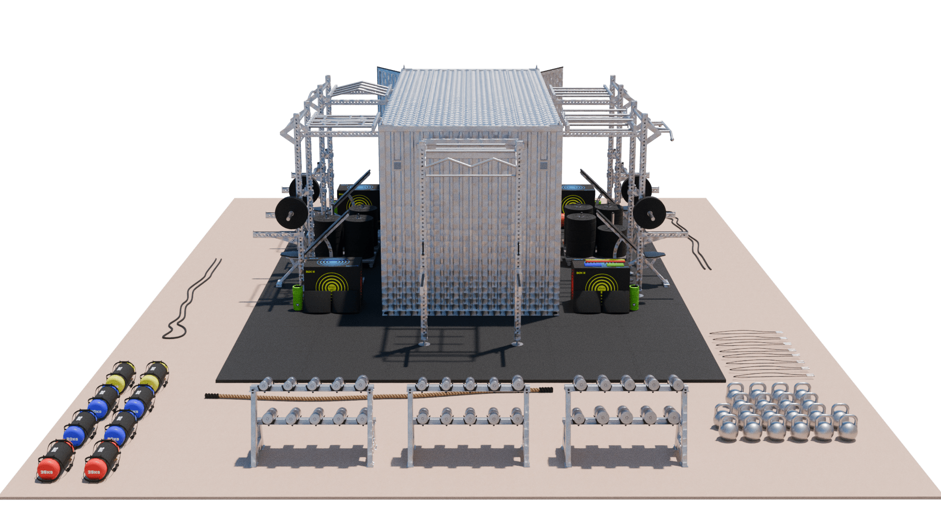 modèle q css 020 5cc s container d'entraînement 20' inox – salle crossfit mobile 5 postes compétition