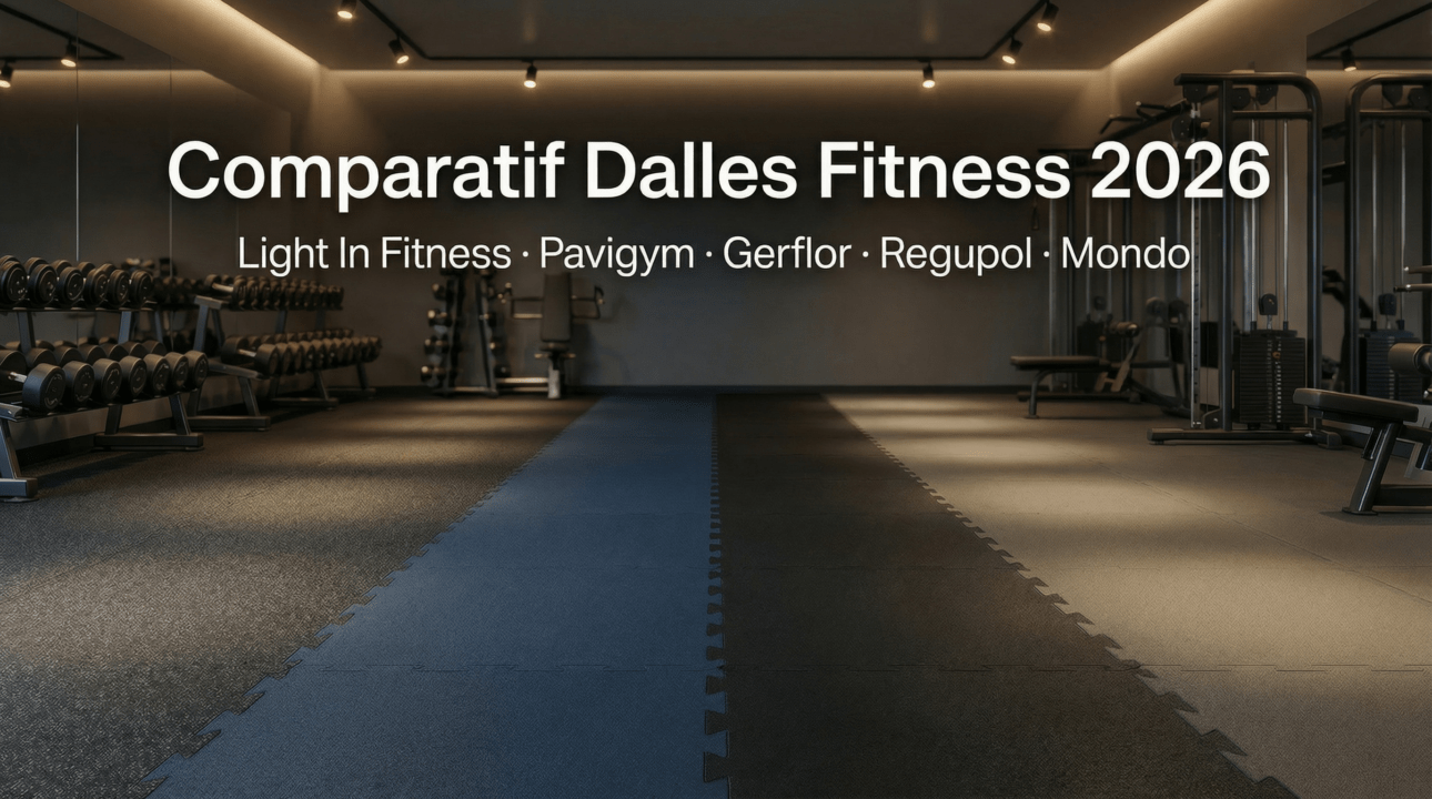 Comparatif dalles fitness 2026 revêtement sol salle de sport Pavigym Gerflor Regupol Mondo