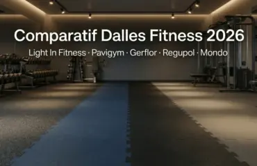 Comparatif dalles fitness 2026 revêtement sol salle de sport Pavigym Gerflor Regupol Mondo