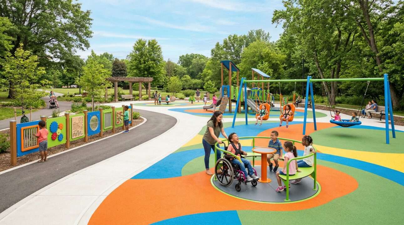 Aire de jeux inclusive PMR : conception, normes et équipements accessibles