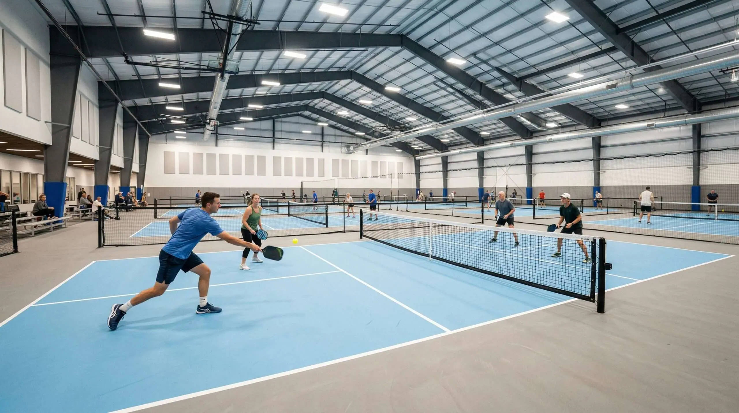 Créer un terrain de pickleball indoor : dimensions, sol et équipement profession