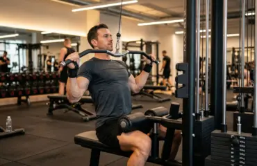featured 51 3 Homme effectuant un lat pulldown sur appareil de musculation professionnel en salle de sport