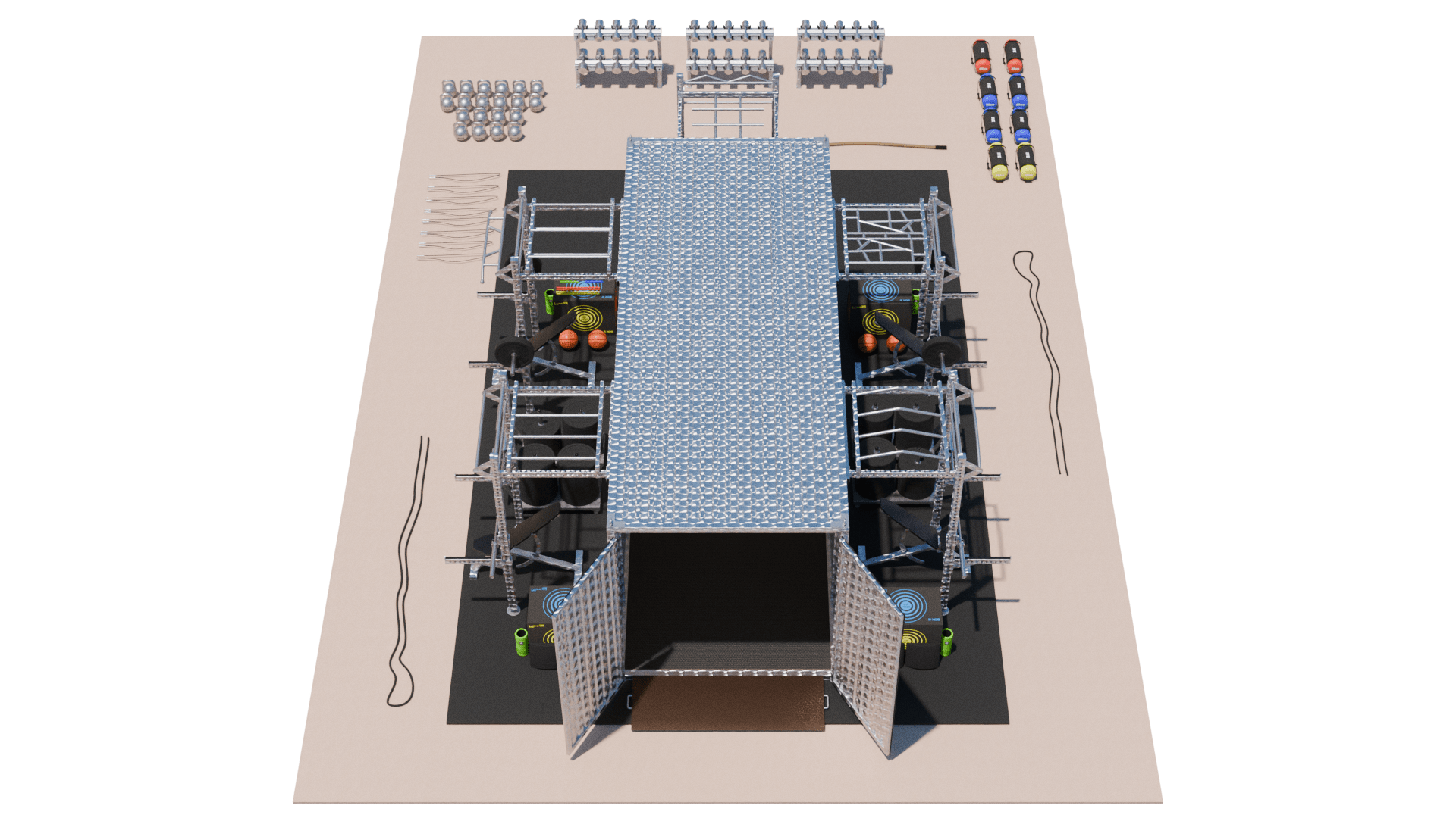 modèle q css 020 5cc s container d'entraînement 20' inox – salle crossfit mobile 5 postes compétition