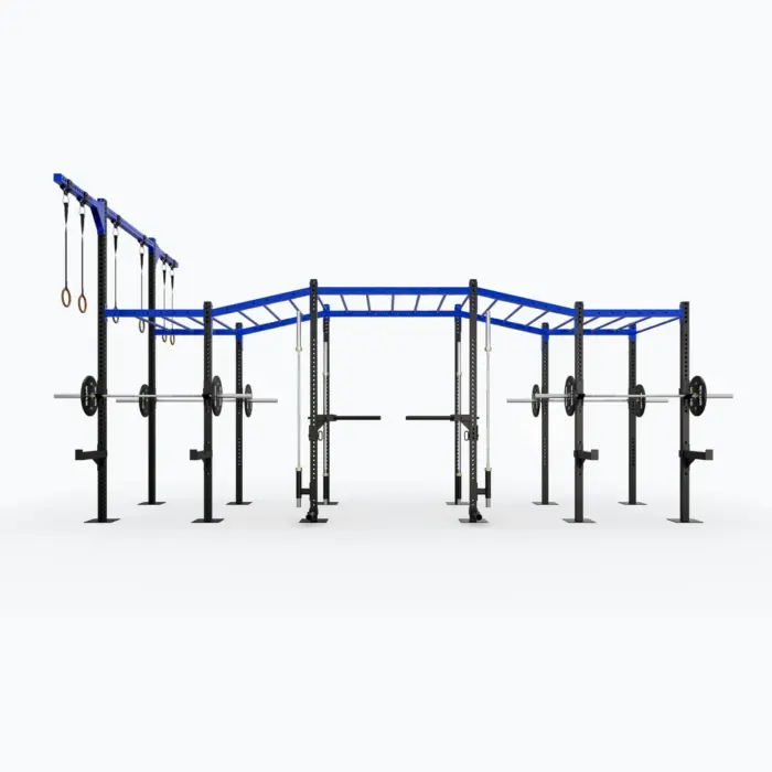 outdoor 22' floor mounted multi height monkey bar rig – structure outdoor de cross training multifonction