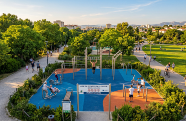 Parc fitness outdoor en espace public urbain français
