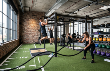 Zone functional training professionnelle équipée en salle de sport