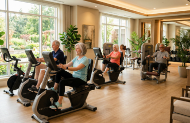 Salle de fitness pour seniors en résidence autonomie