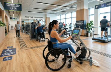 Salle de sport accessible PMR avec équipement adapté