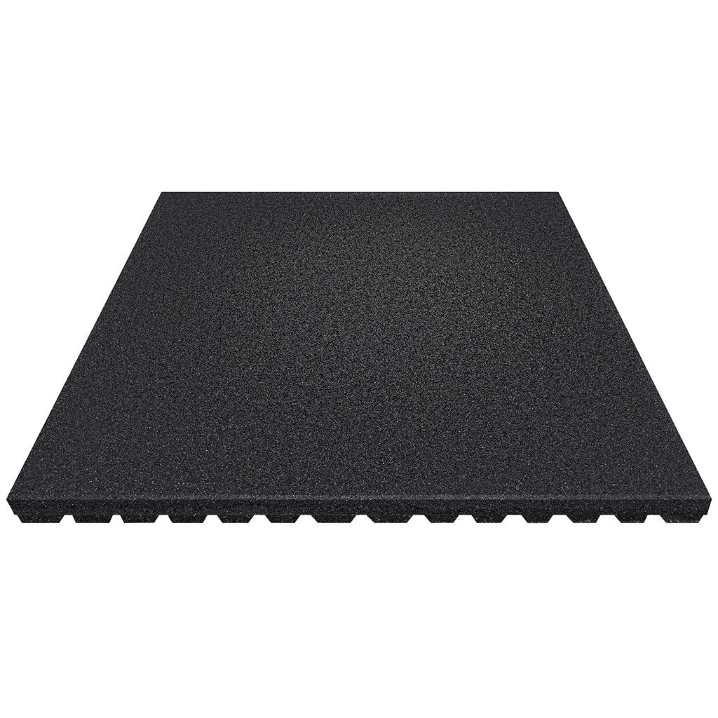 Tapis de sol en caoutchouc noir texturé avec bords striés.