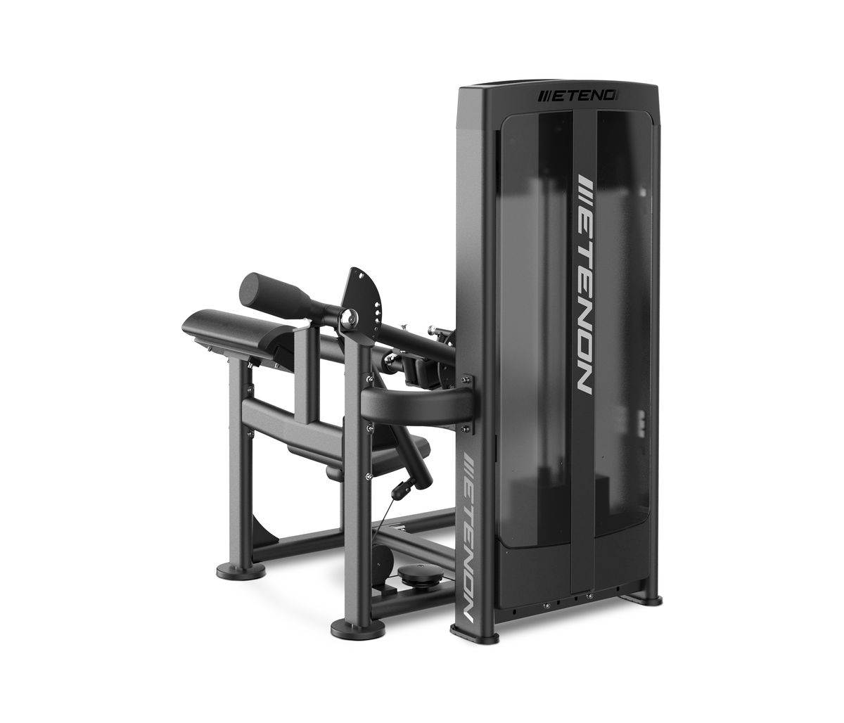 Machine de musculation noire ETENON pour les jambes.