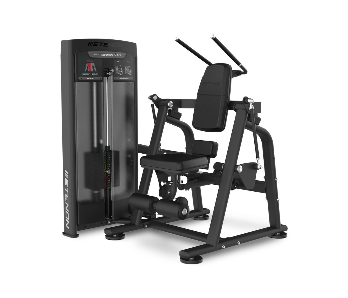 Machine de crunch abdominale noire ETENON pour entraînement de gym.