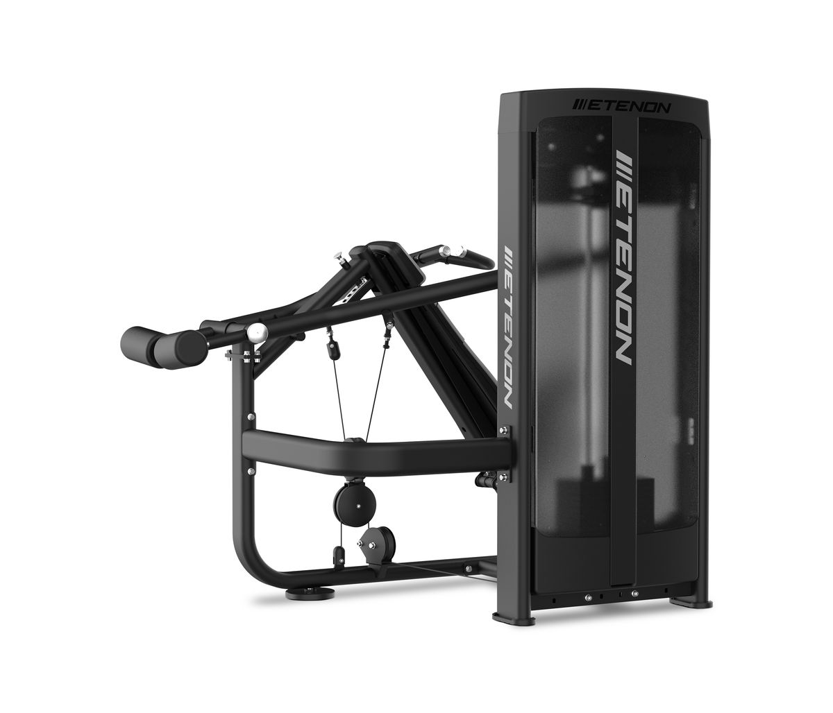 Appareil de musculation noir ETENON pour les bras, fond blanc.