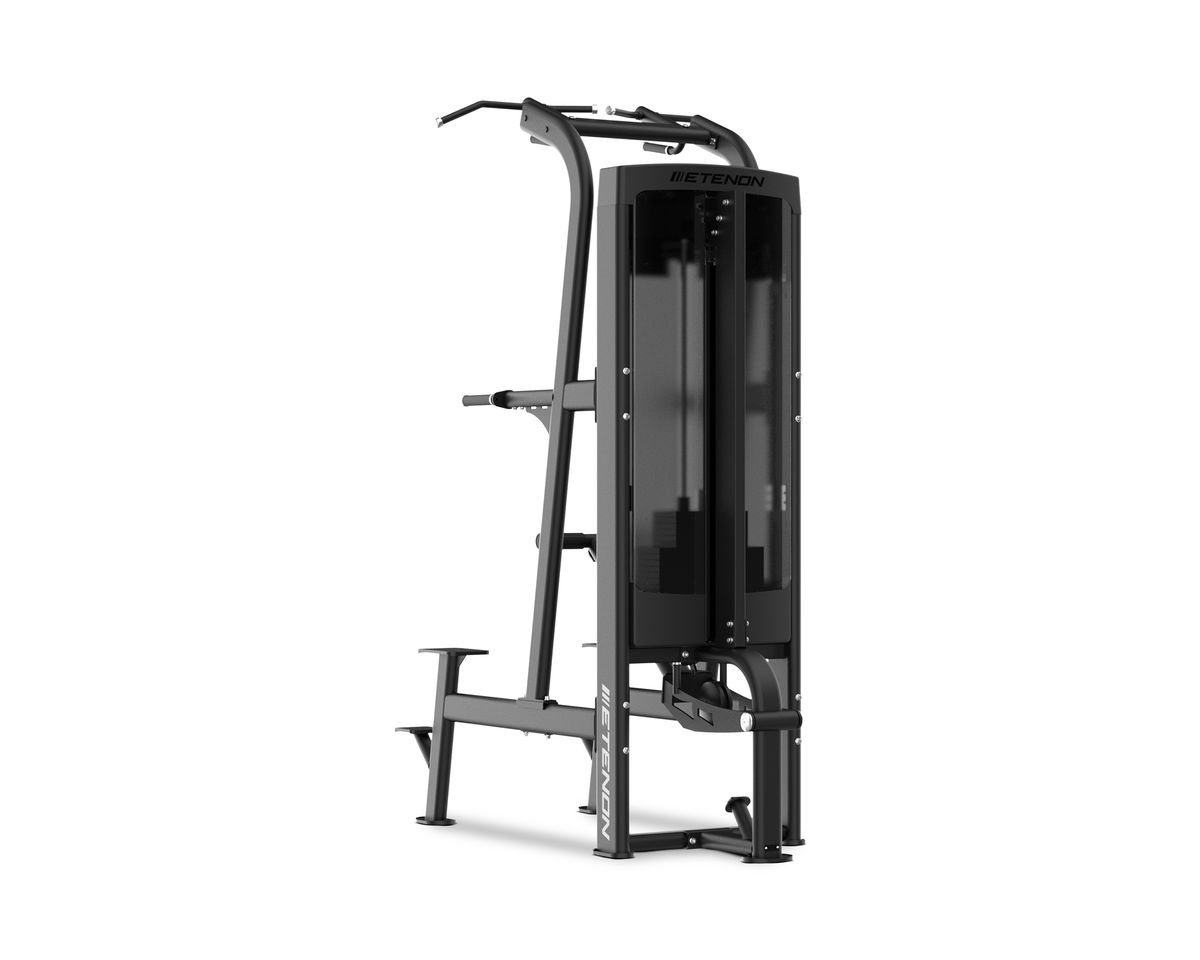 Appareil de musculation noir, dips et tractions assistées ETENON.