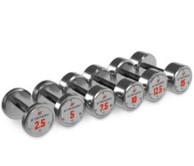Ensemble d'haltères chromés Etenon de 2,5 kg à 15 kg.