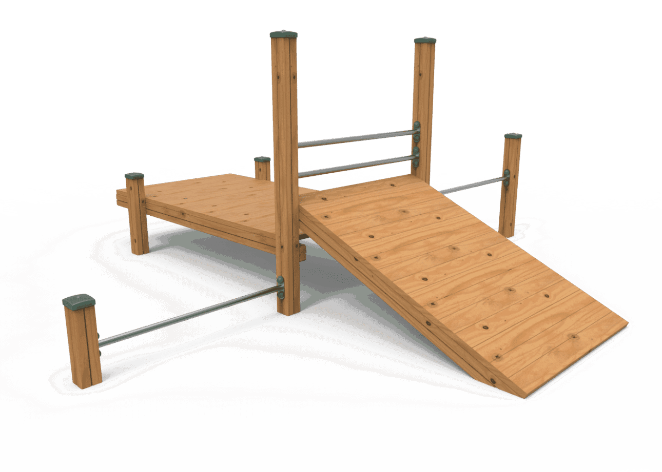 Parcours d'agilité en bois avec rampe et plateforme