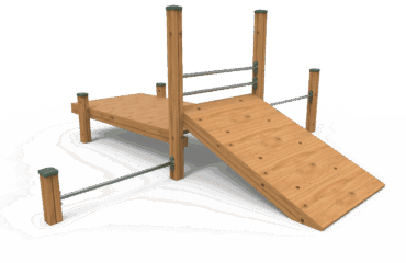 Parcours d'agilité en bois avec rampe et plateforme