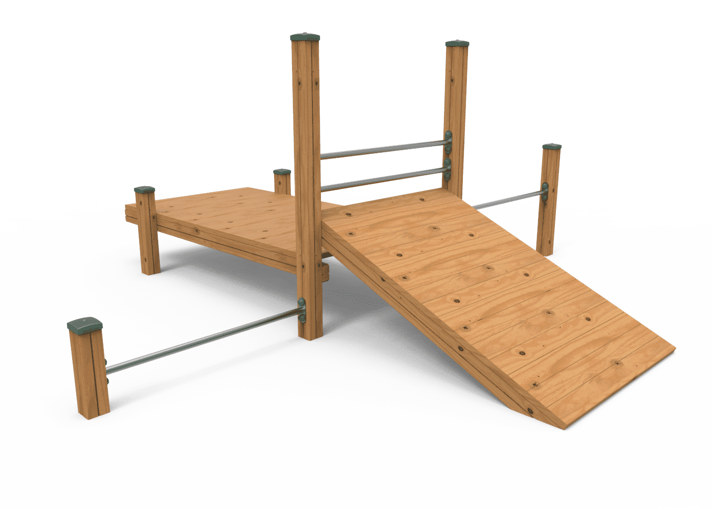 Parcours d'agilité en bois avec rampe et plateforme