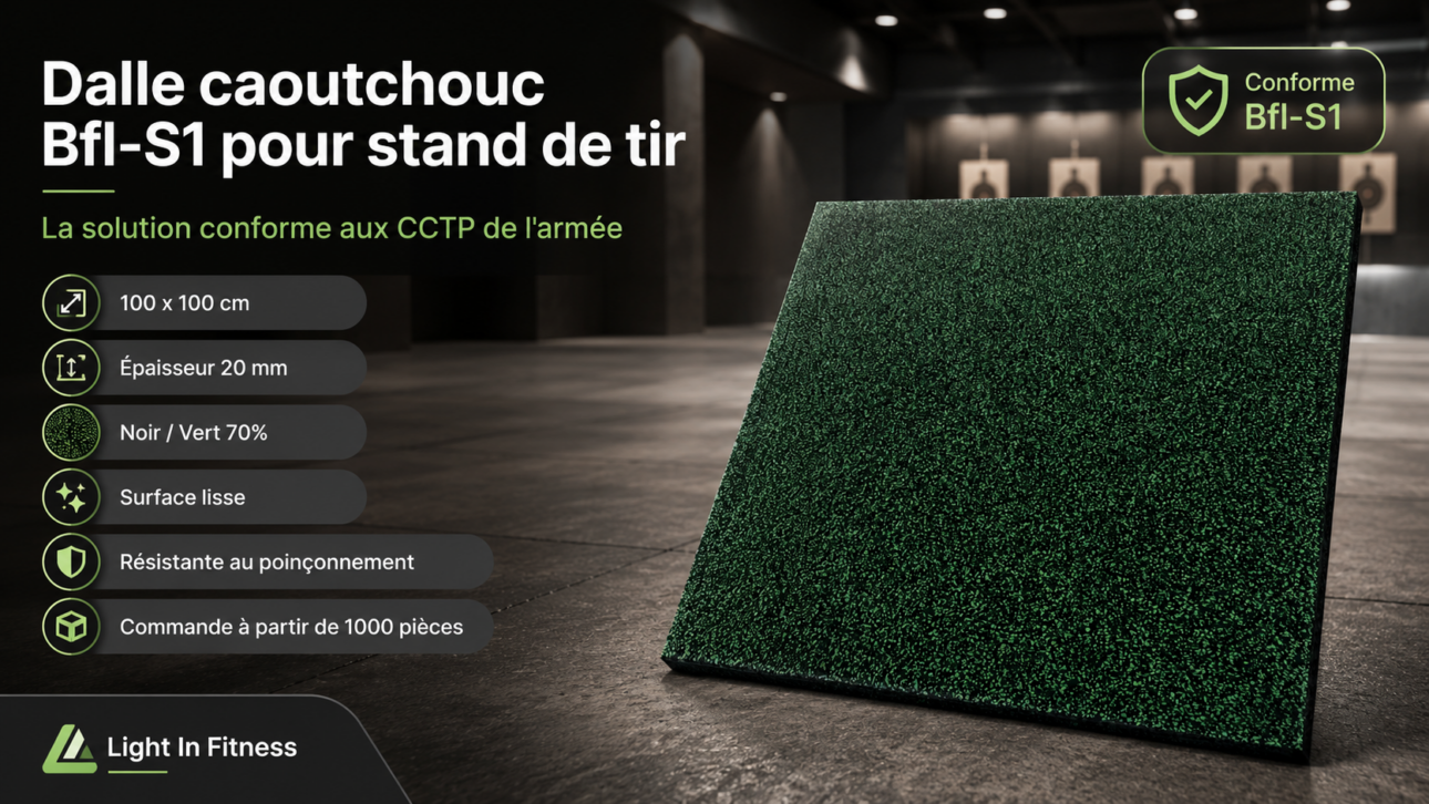 Dalle caoutchouc Bfl-S1 verte pour stand de tir, résistante.