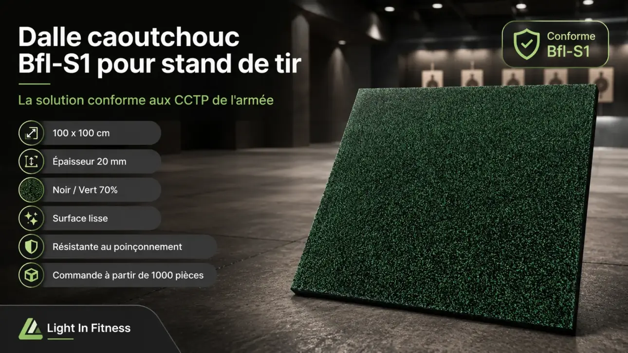 Dalle caoutchouc Bfl-S1 verte pour stand de tir, résistante.