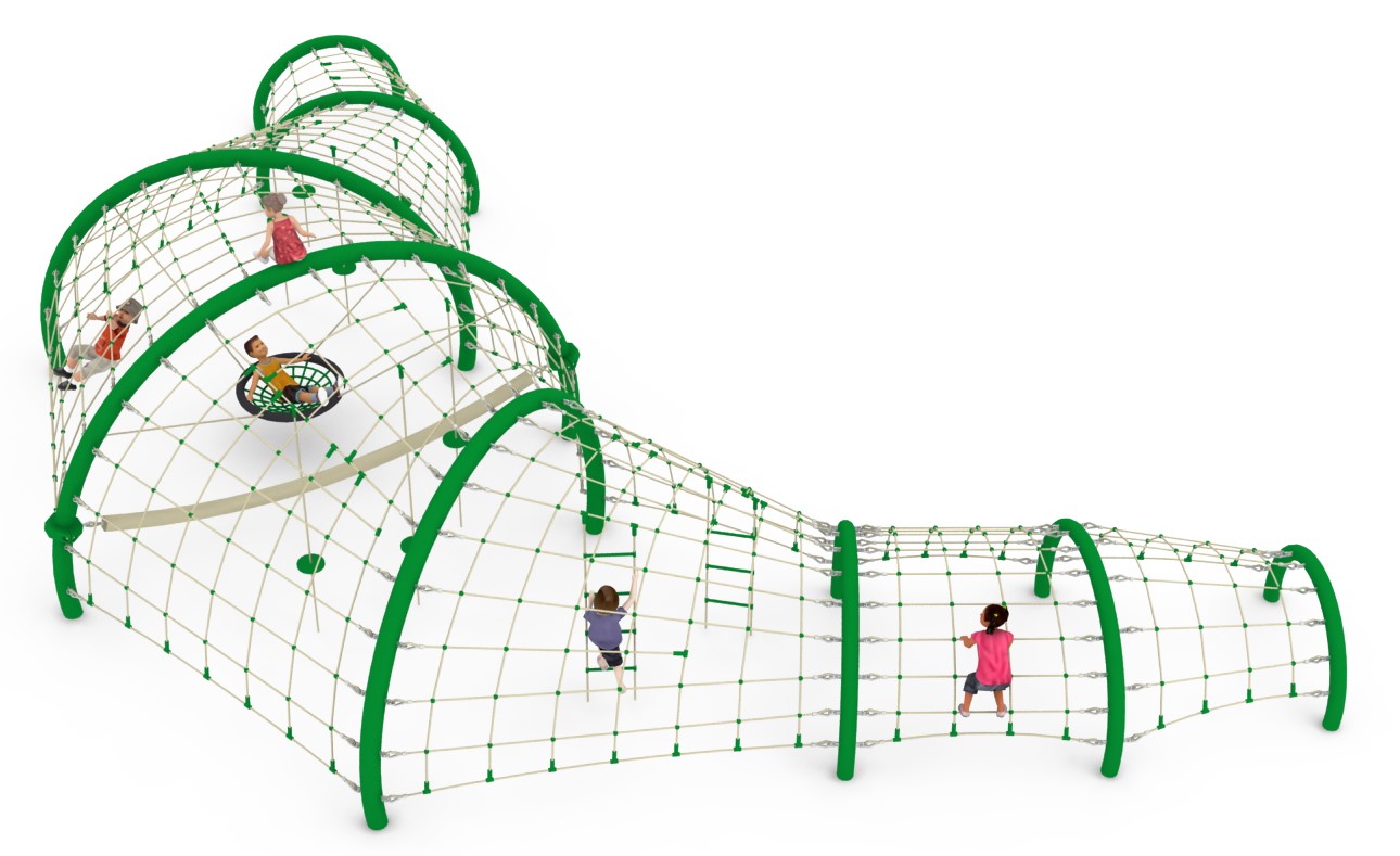 structure de jeu thematique dragon en corde pour aire de jeux