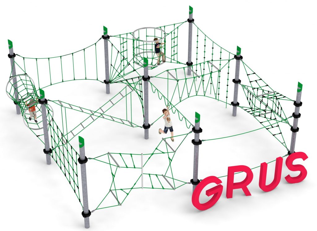 Structure de jeu en corde multi-modules pour aire de jeux